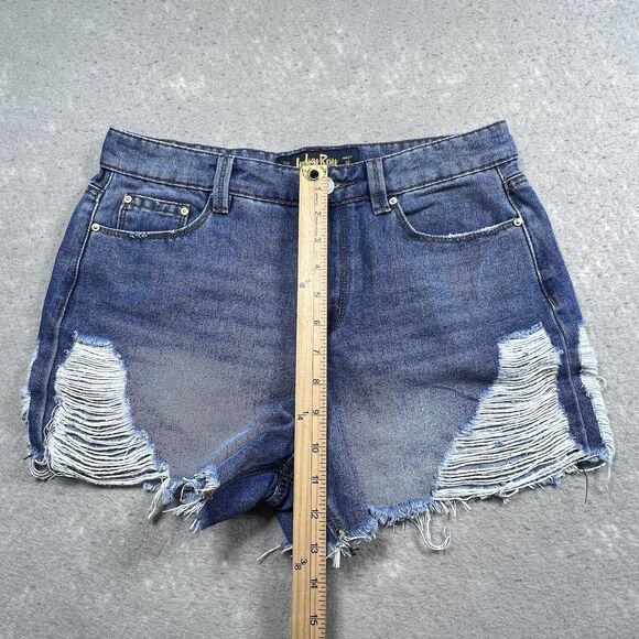 Indigo Rein Shorts Womens Size 9 Waist 28 Stretch Distressed Raw Hem Jean Shorts - Picture 7 of 12